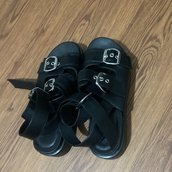 ASOS Design Wide Fit Thistle Chunky Buckle Platform Sandals Black Size US 11 NWT - Picture 2 of 7